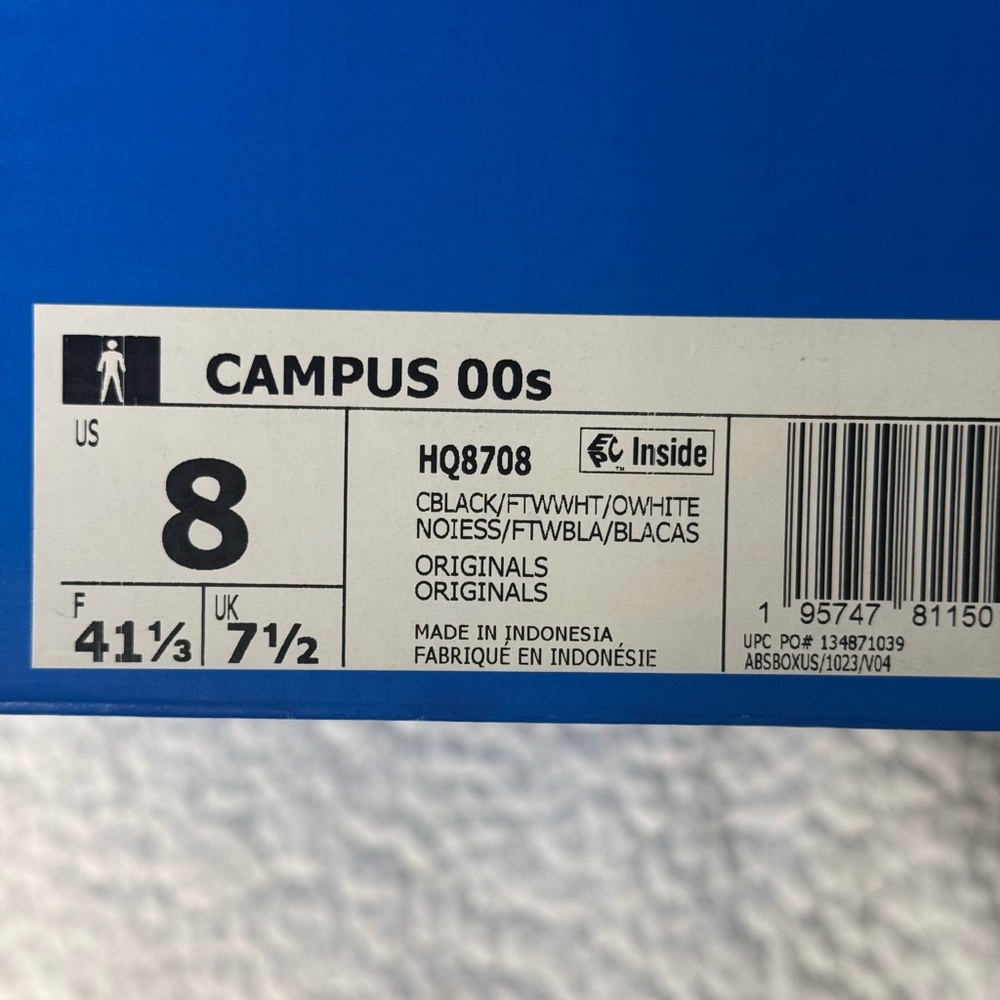 Men’s Adidas Campus 00s Originals in Black and White Size 8. - Picture 2 of 12